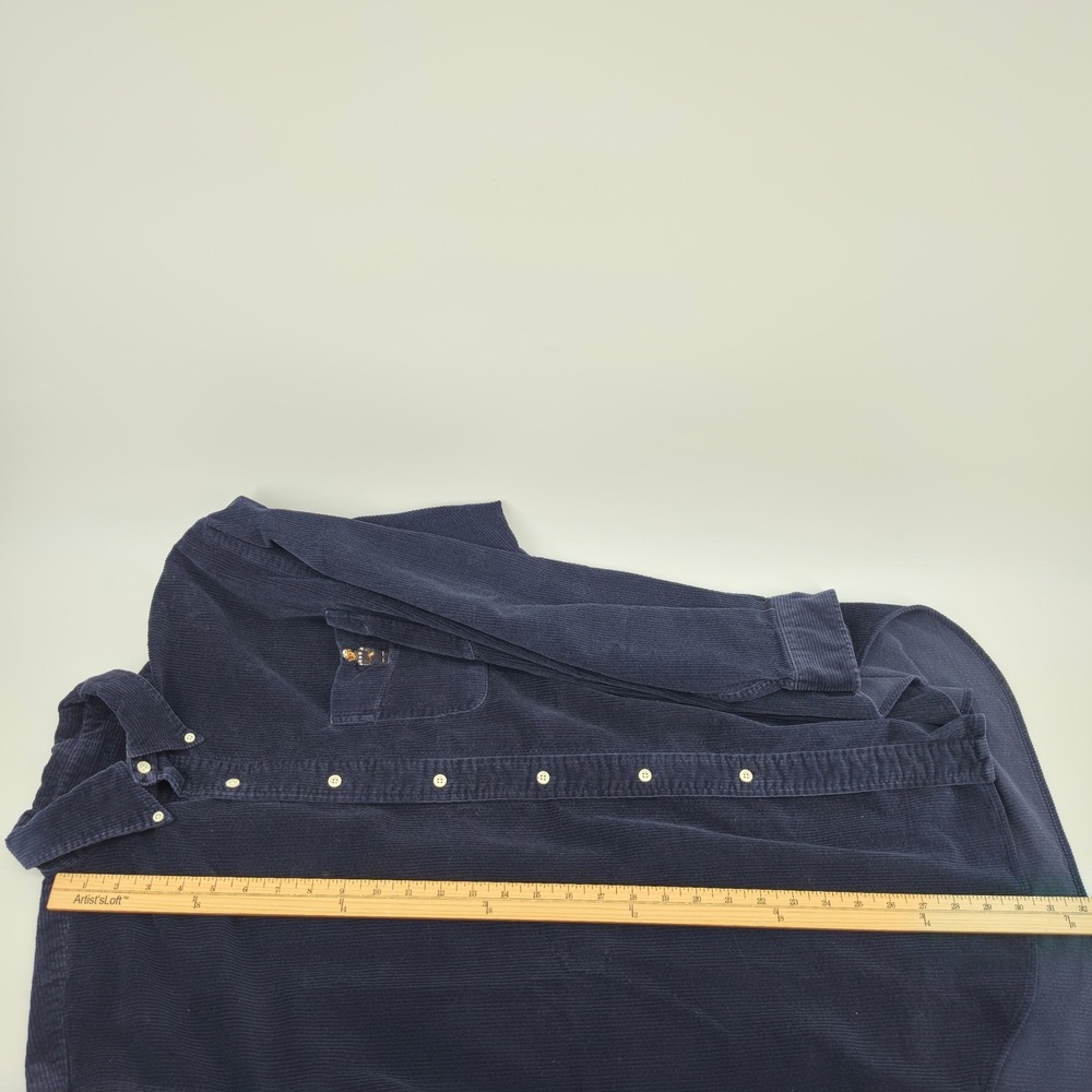 Polo Ralph Lauren Blaire Corduroy Shirt Mens Large Navy Blue Polo Bear Pocket - Picture 7 of 7